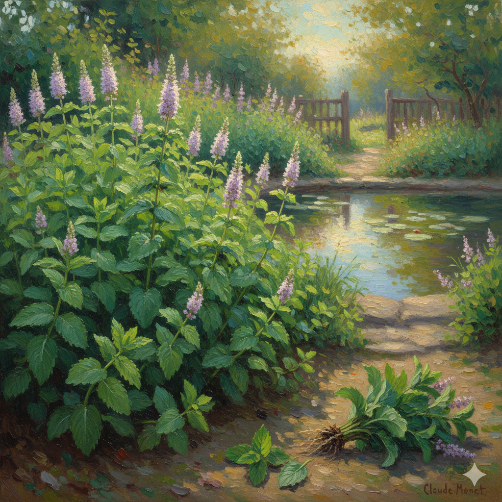 Mentha piperita in Monet style