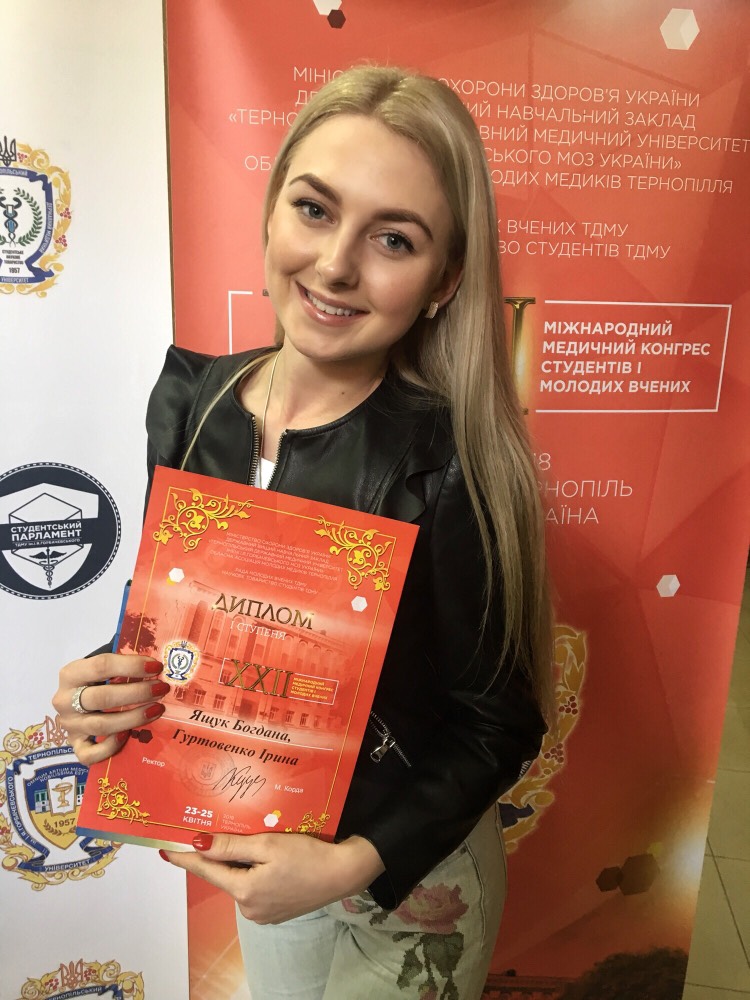Bohdana with Diploma